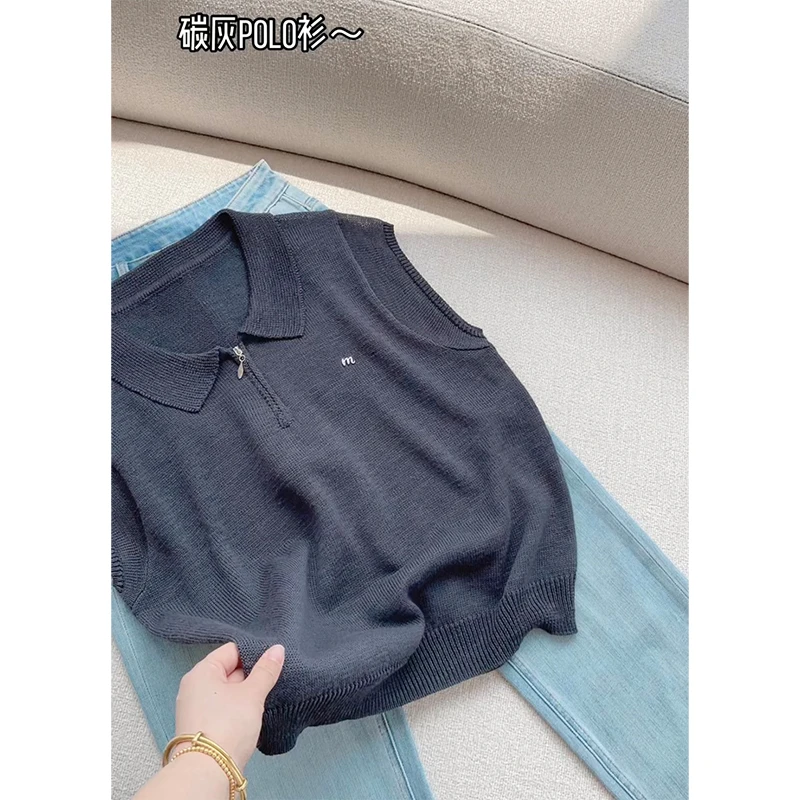 【碳灰POLO衫】夏季polo领洋气针织短袖