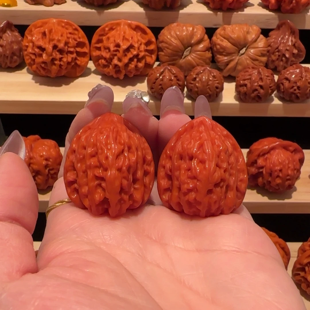 文玩核桃吊坠玉化迷你粗筋30精品2439