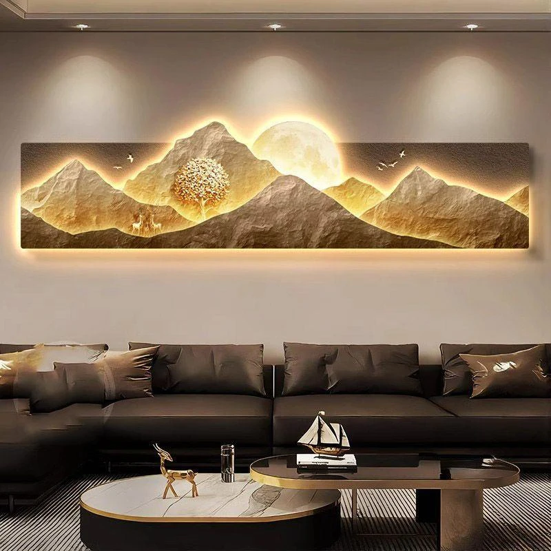 背有靠山现代轻奢客厅装饰画沙发背景墙挂画高级感大气靠山办公室