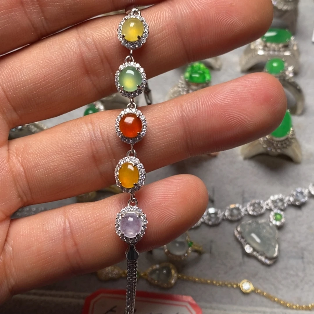 翡翠银S925镶嵌手链