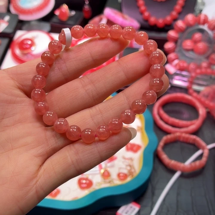 菱锰矿（红纹石）未镶嵌手绳