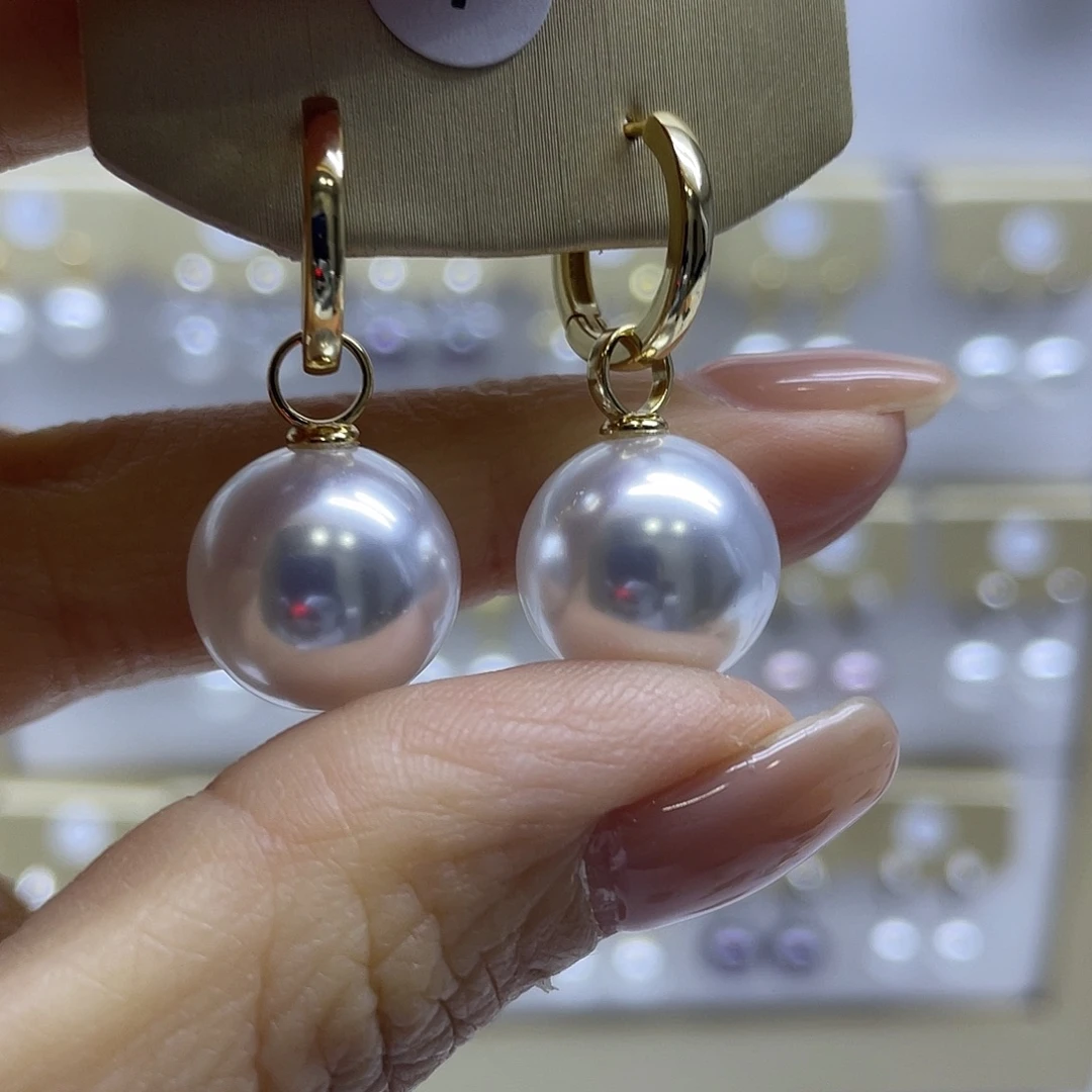 耳饰银S925镶嵌淡水珍珠