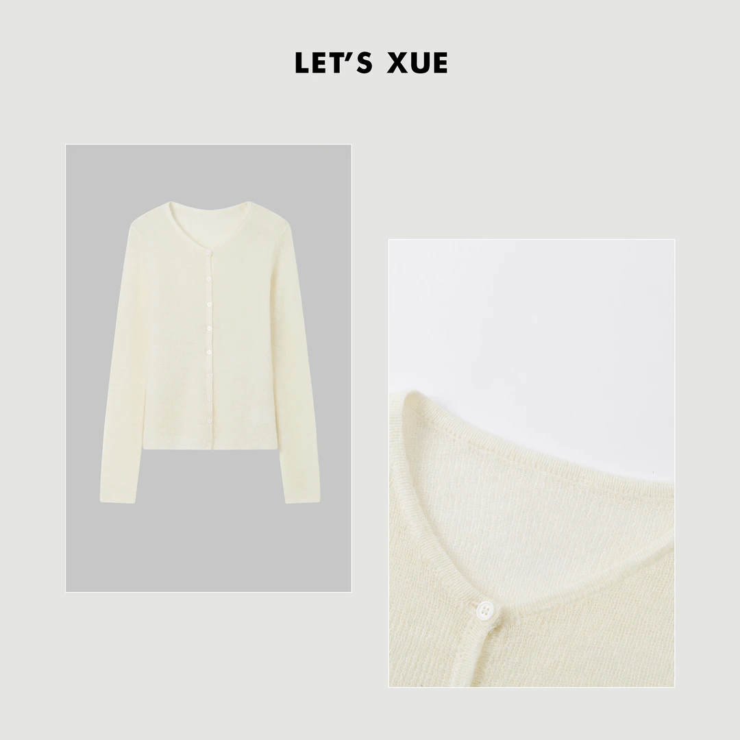 XUE【热恋少女】2025早春新款  小V领长袖针织开衫女