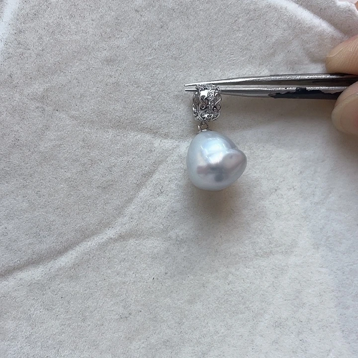 海水珍珠银S925镶嵌吊坠(不含链)
