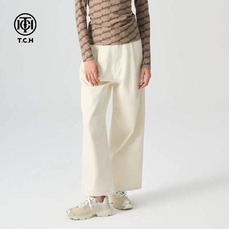 TCH-2025春夏新款烫钻时尚阔腿裤牛仔裤T72A208011
