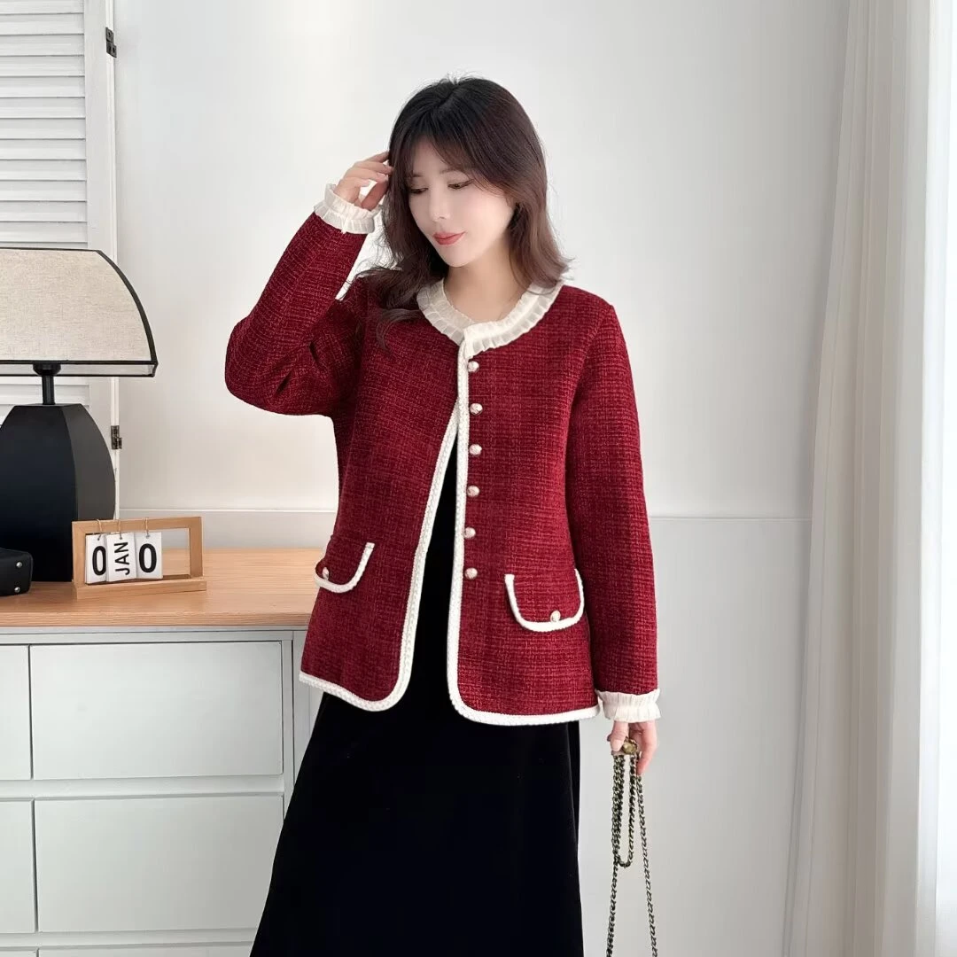 秋冬新款大码小香风设计感外套女大码胖mm加绒加厚宽松显瘦上衣