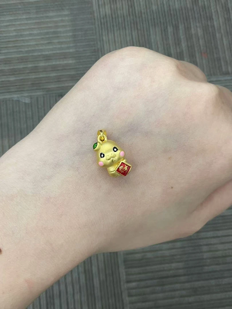 足金999 珐琅蛇宝宝吊坠