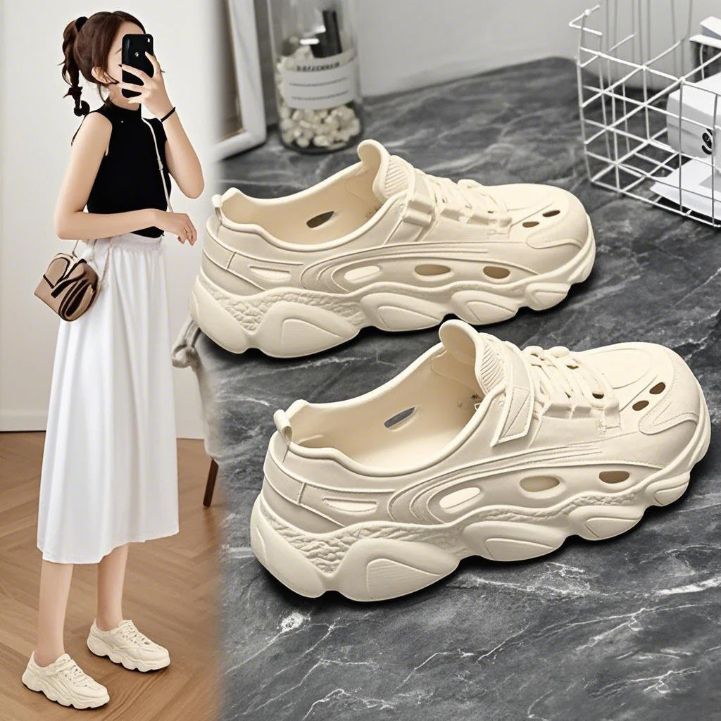 EVA厚底增高凉鞋女2025新款外穿百搭休闲网红风凉鞋情侣款老爹鞋