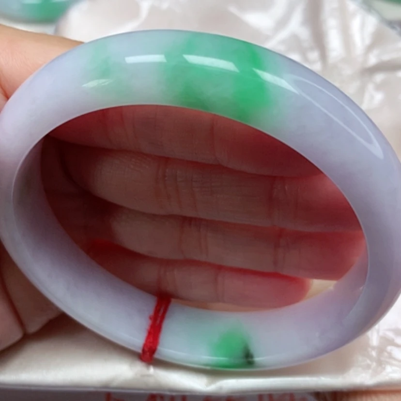 【闪购商品】翡翠手镯未镶嵌冰胶阳绿春彩手镯6162圈15号