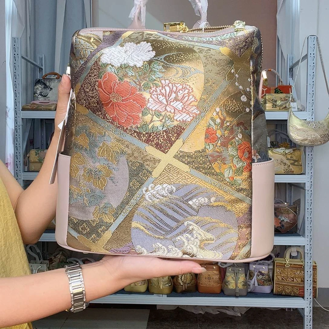 织物桑蚕丝非遗唐锦双肩包