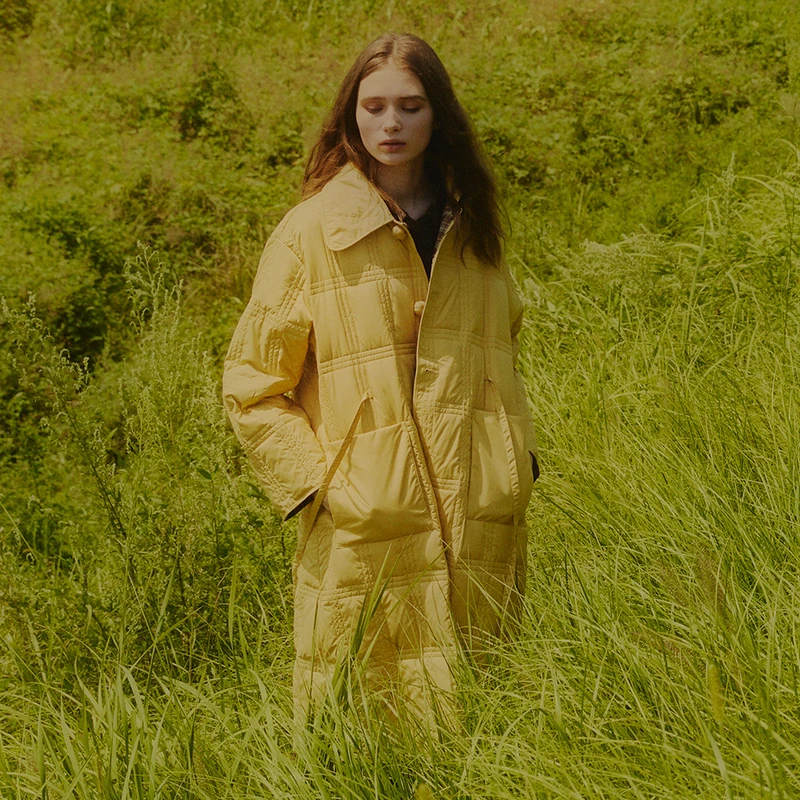 菀壹冬季新款两面穿中长款羽绒服女Y10130351