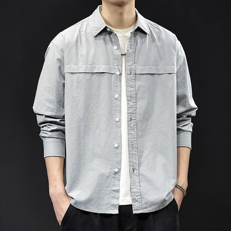 U&PURA2025新款长袖衬衫男士春秋潮牌大码休闲衬衣外套男装潮流