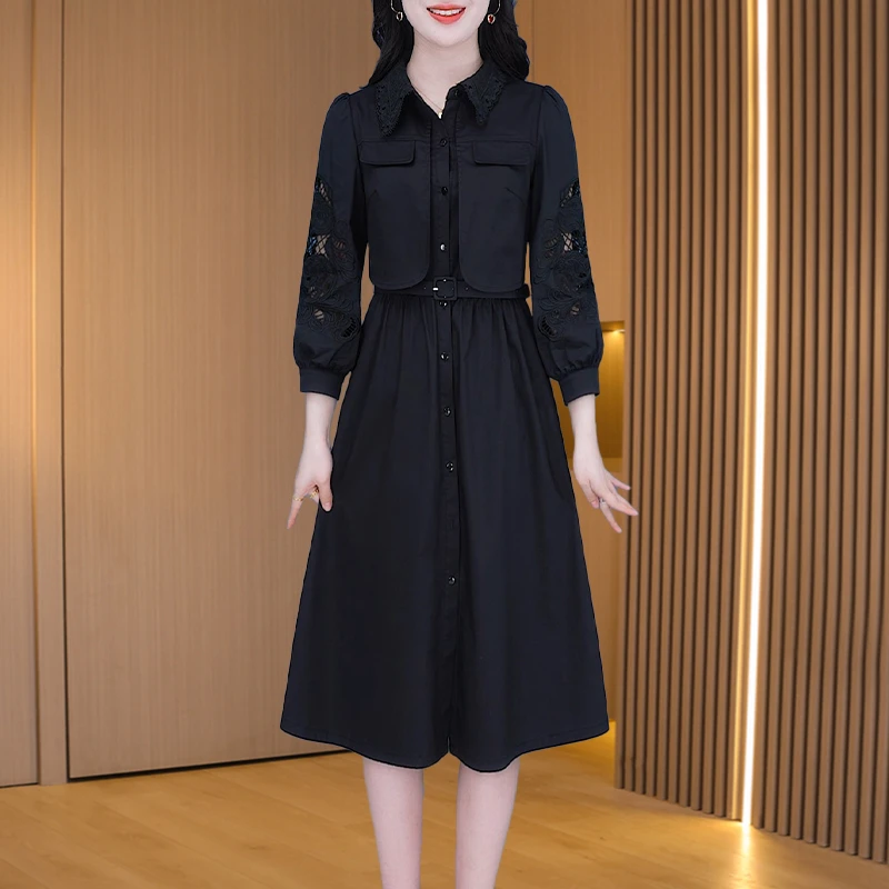 【连衣裙】24589优雅新款气质时尚大气减龄收腰显瘦连衣裙M-4XL-L