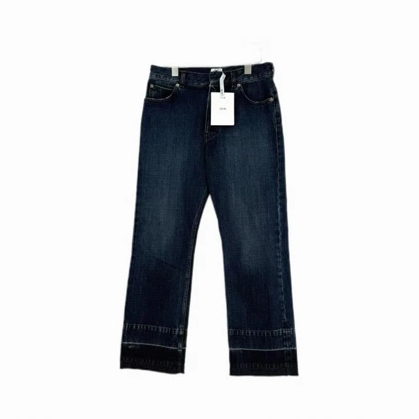 全新未使用 DIOR/迪奥 纯色直筒长裤 蓝色/36