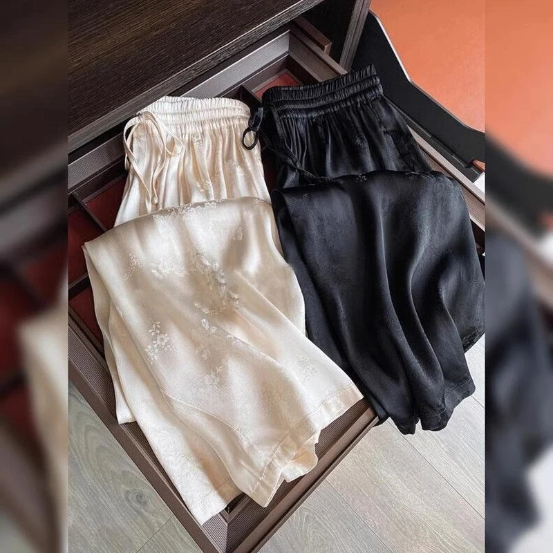 2025新款阔腿裤子百搭纯色长裤欧货休闲夏季萝卜哈伦裤女松紧腰