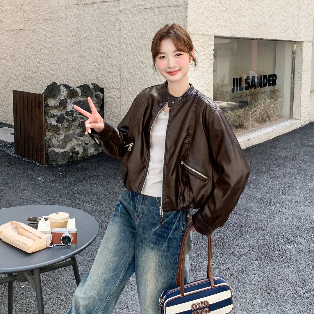 美拉德皮毛一体羊羔毛内胆皮衣外套女秋冬2025新款酷飒加棉机车服