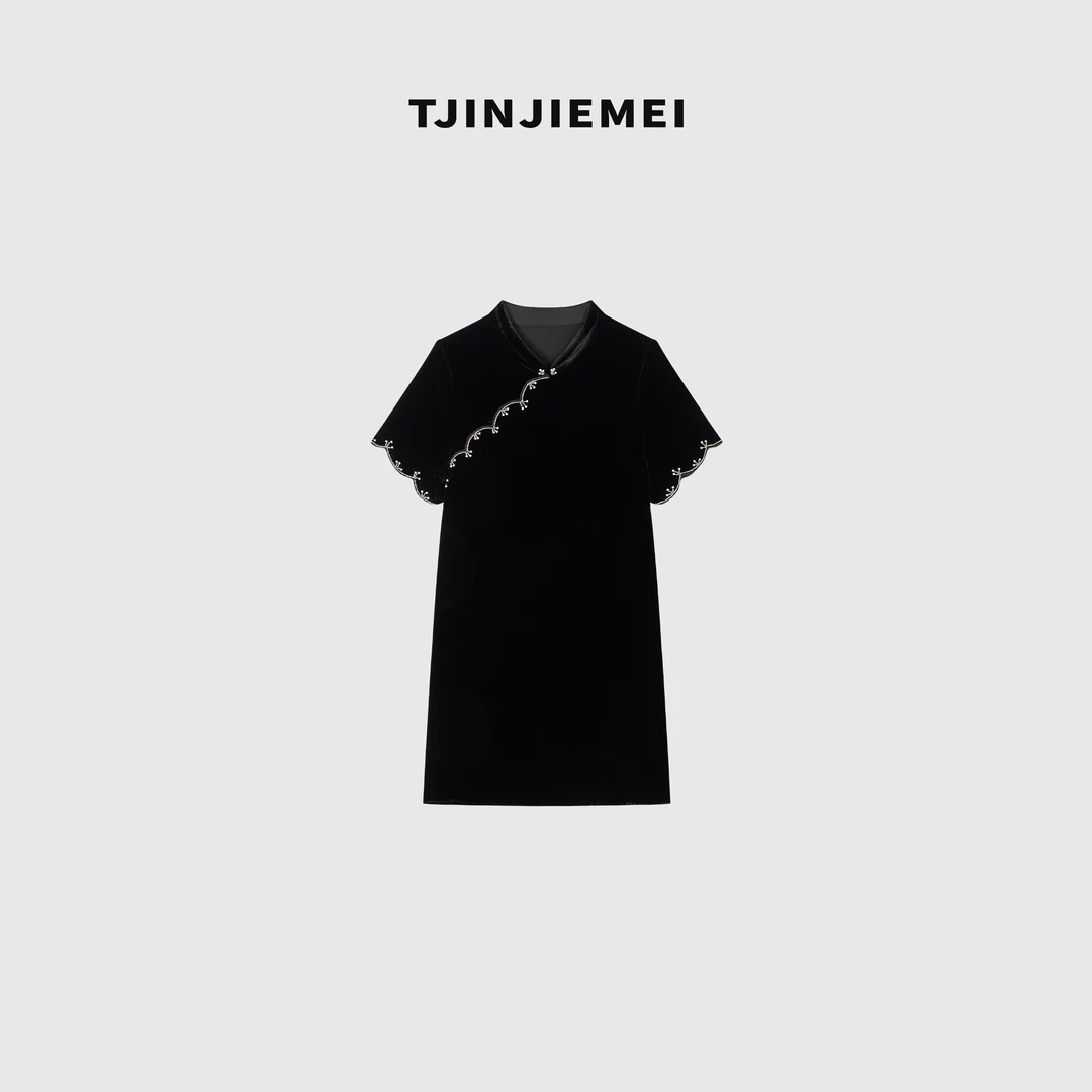 娟娟【倾城】设计感气质新中式真丝丝绒连衣裙LYQ2506-TJ362