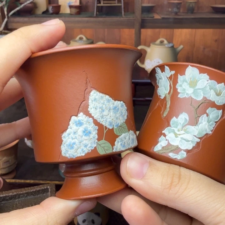 l***n茶杯紫砂朱泥玉兰绣球