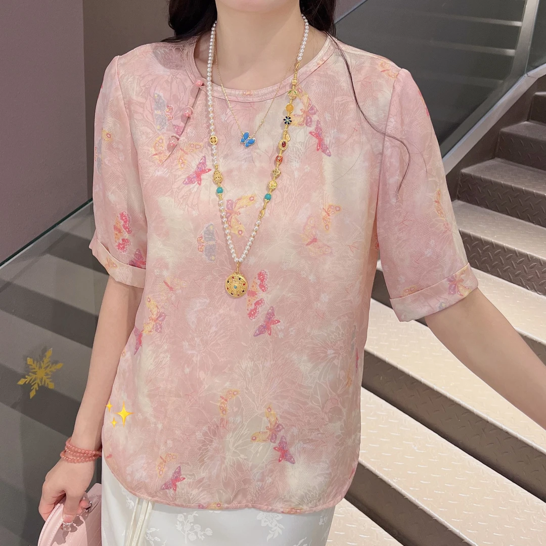 时尚气质中国风时尚重工提花气质碎花显瘦休闲上衣5396