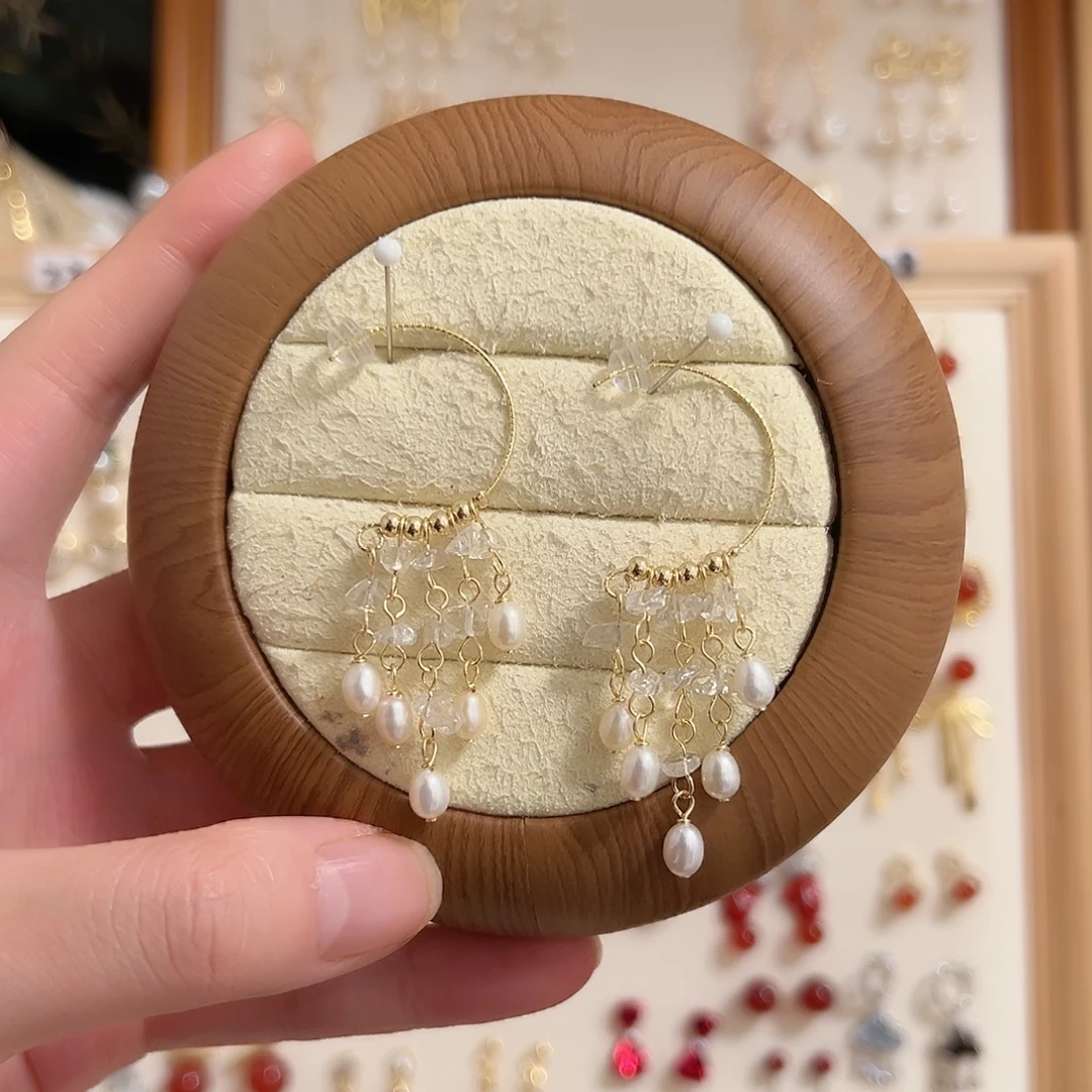 银S925镶嵌淡水珍珠耳饰