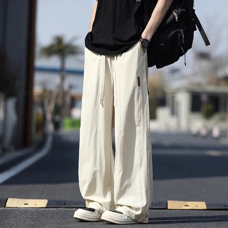 冰丝速干裤子男夏季薄款直筒宽松透气休闲长裤男士潮流弹力运动裤