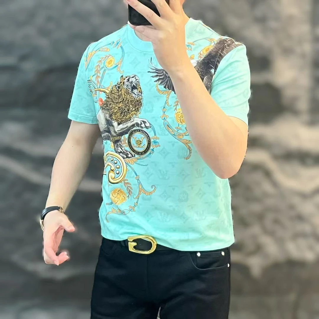 新款高端男士潮流百搭个性图案休闲短袖T恤JK6117