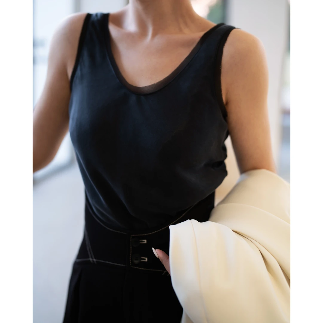 【老钱风汤勺领万能搭配】铜氨丝老钱风打底背心