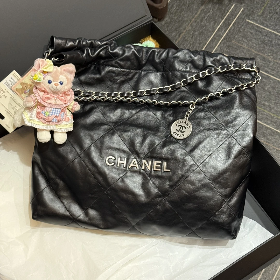 99新 Chanel/香奈儿 黑银垃圾袋22bag 中号 芯片