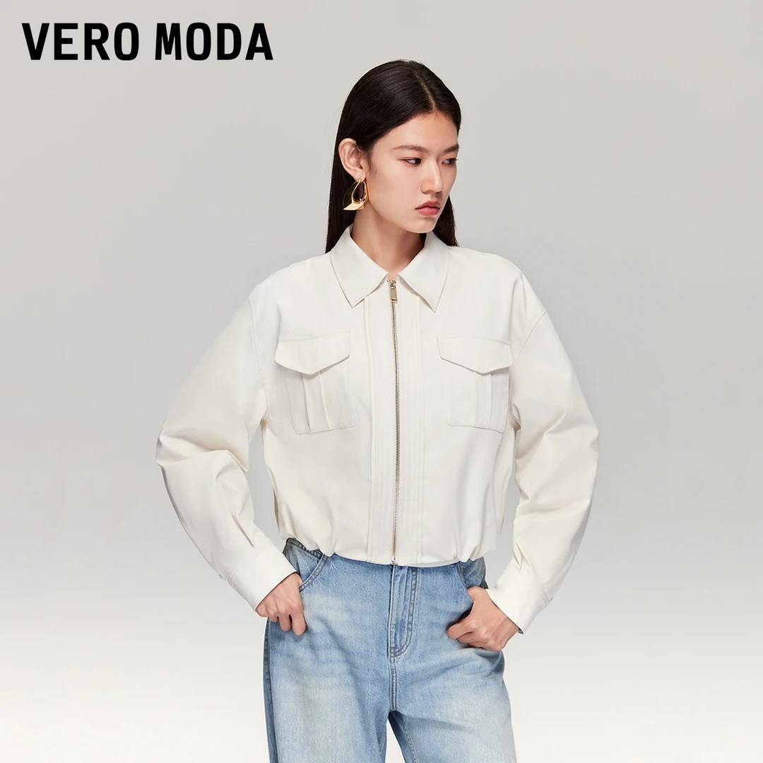 Vero Moda外套2025秋季新款翻领双侧带盖口袋百搭上衣通勤百搭
