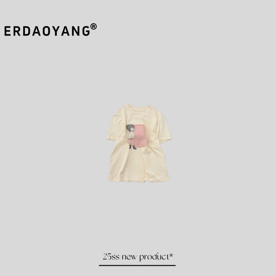 ERDAOYANG "门口" 早春新款卡通撞色百搭短袖DX1052