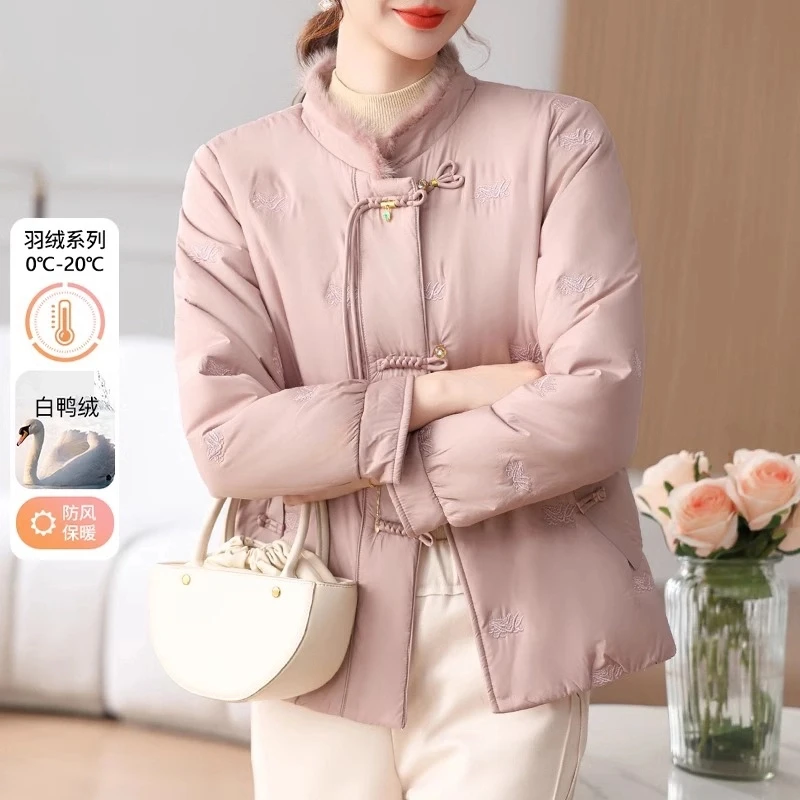 罗蒙妈妈冬装新中式国风羽绒服高贵夫人洋气中老年女秋冬保暖外套