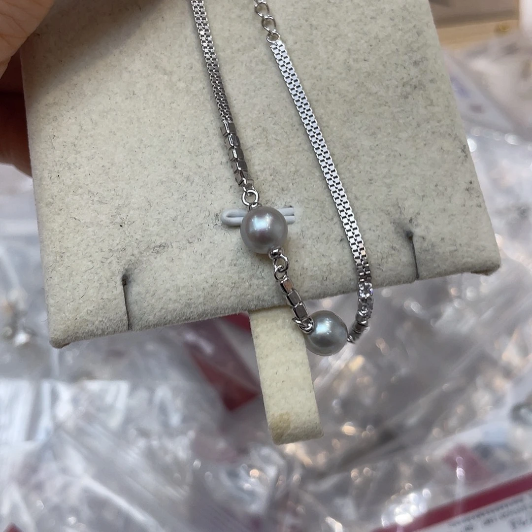 银S925镶嵌手绳海水珍珠