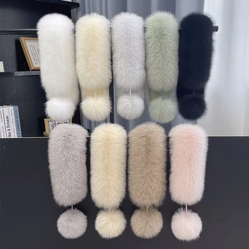 韩版新款冬季大毛球双面毛狐狸毛围脖真毛女毛毛围巾磁铁吸扣皮草