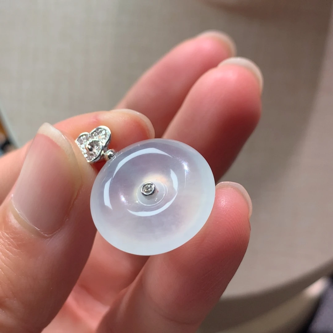 翡翠颈饰18K金镶嵌裸石18.8-6.2