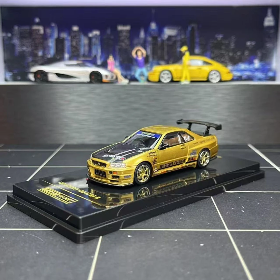 现货INNO 1:64 SECRET R34 GTR 金色黑盖合金汽车模型