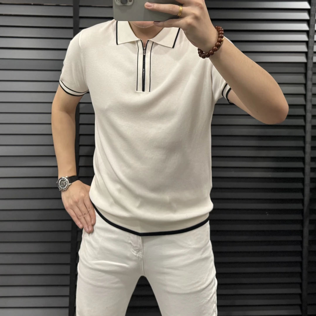 2025夏季新款商务休闲简约纯色舒适透气男士polo衫