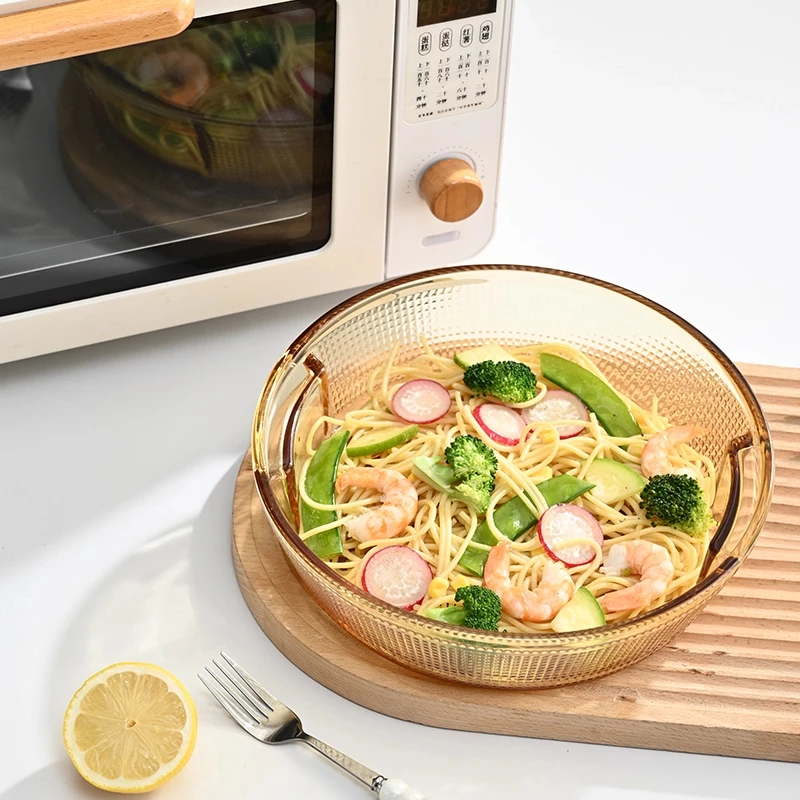 2.1L高硼硅玻璃烤盘琥珀原色家用厨房耐热耐高温微波炉烤箱玻璃盘