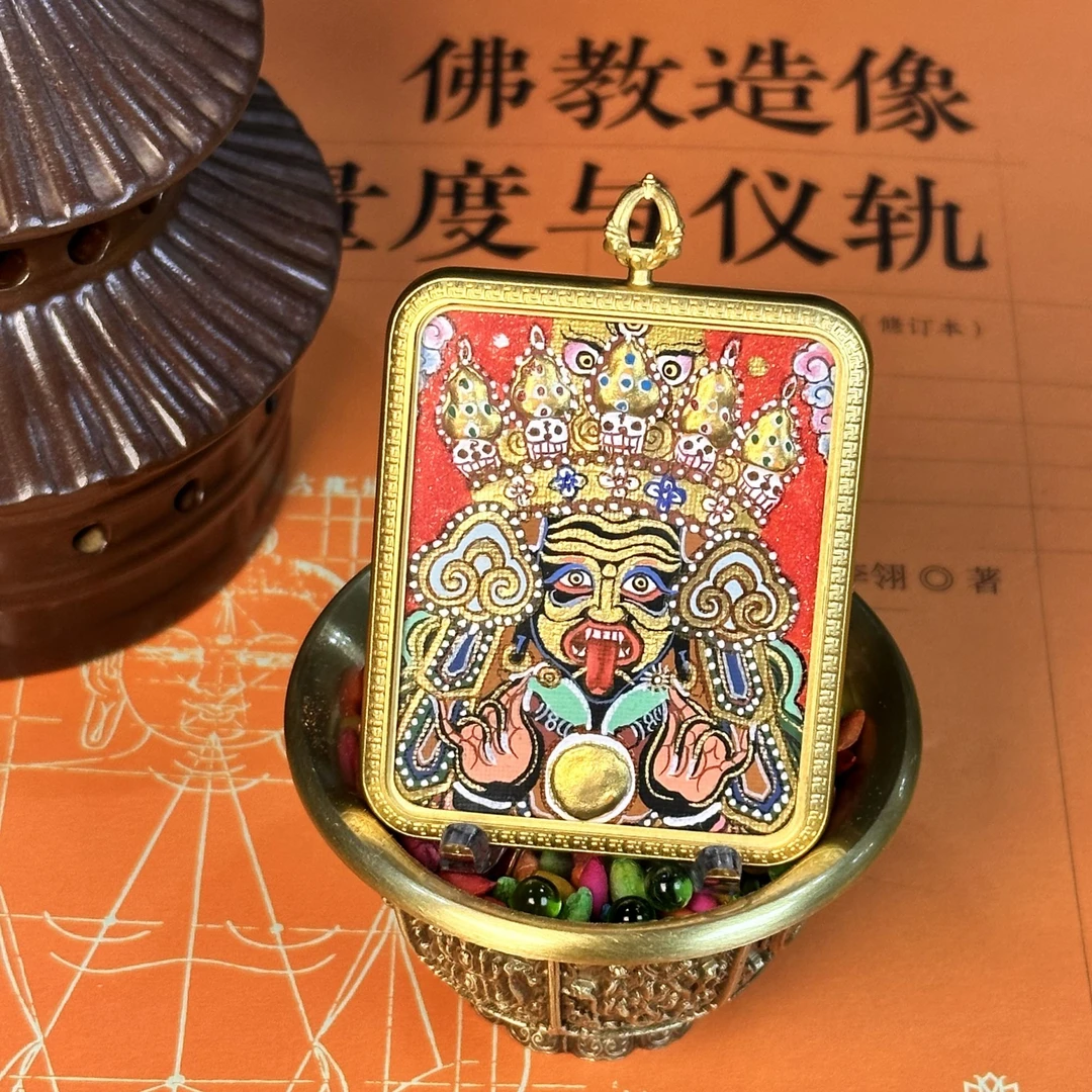 西藏饰品正宗唐卡粗矿砂f眼唐卡高货西藏热贡唐卡非遗吊坠彩绘
