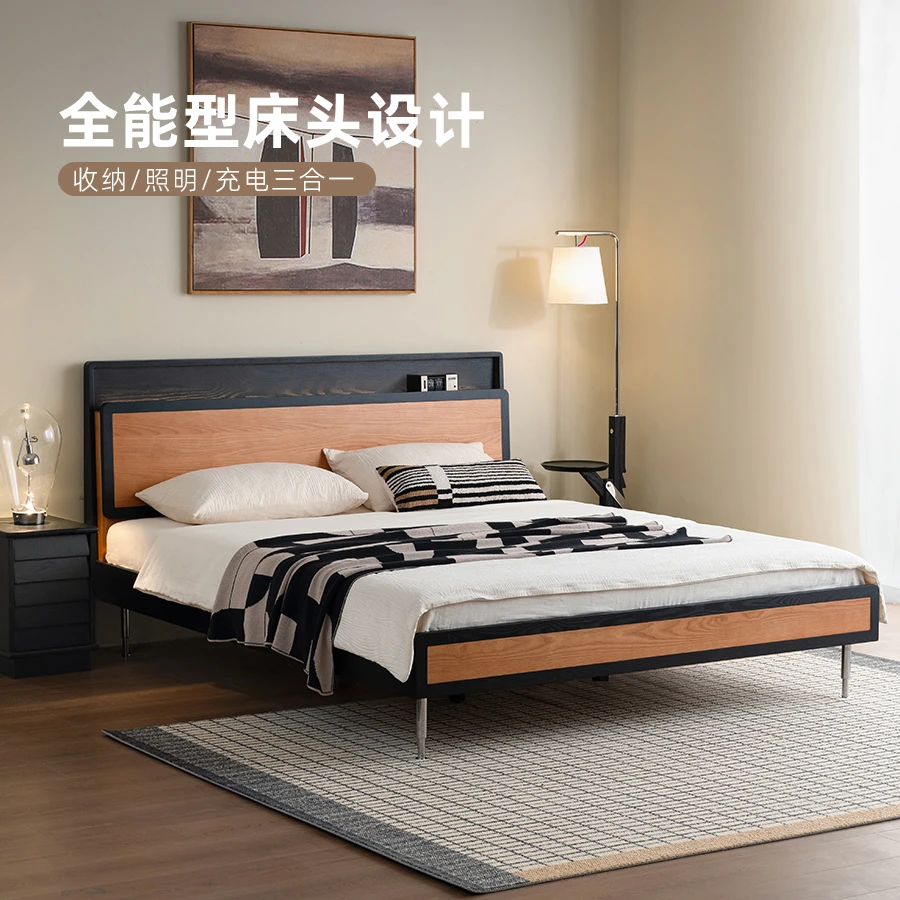 ANDROOM/生野安室风简约风实木床意式极简床简易婚床主卧室成套