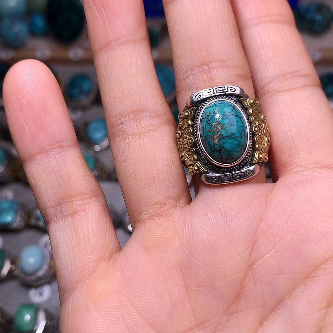 绿松石挂件银S925镶嵌