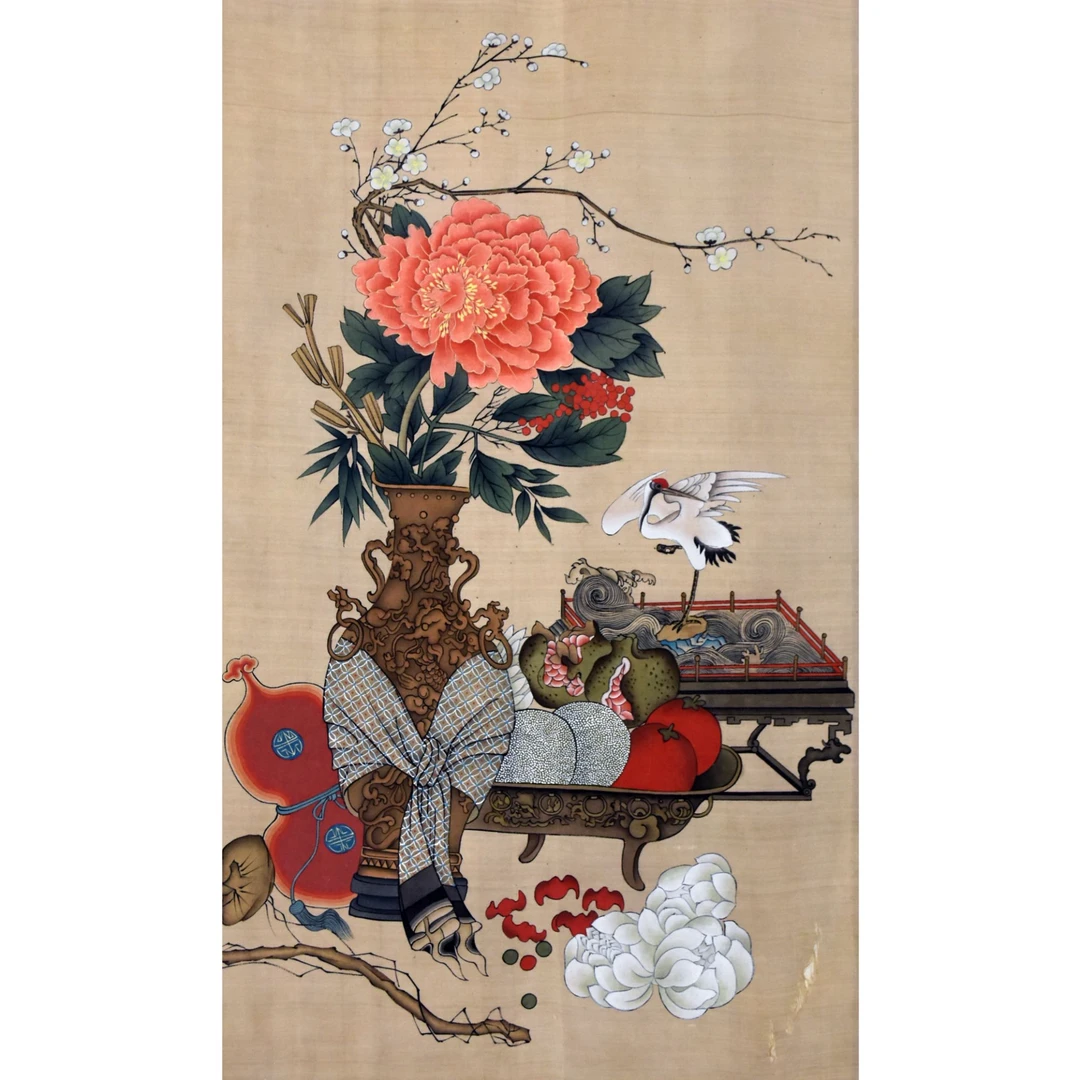 HM0468 博古图 53×30cm 绢本立轴 1.4平尺