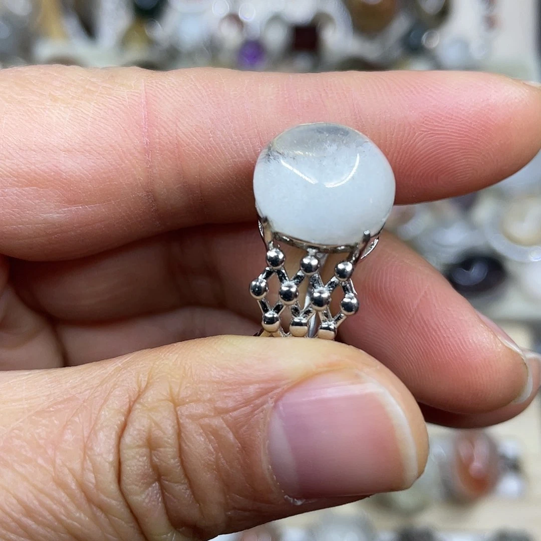 【闪购商品】银S925镶嵌珠宝半成品水晶戒指