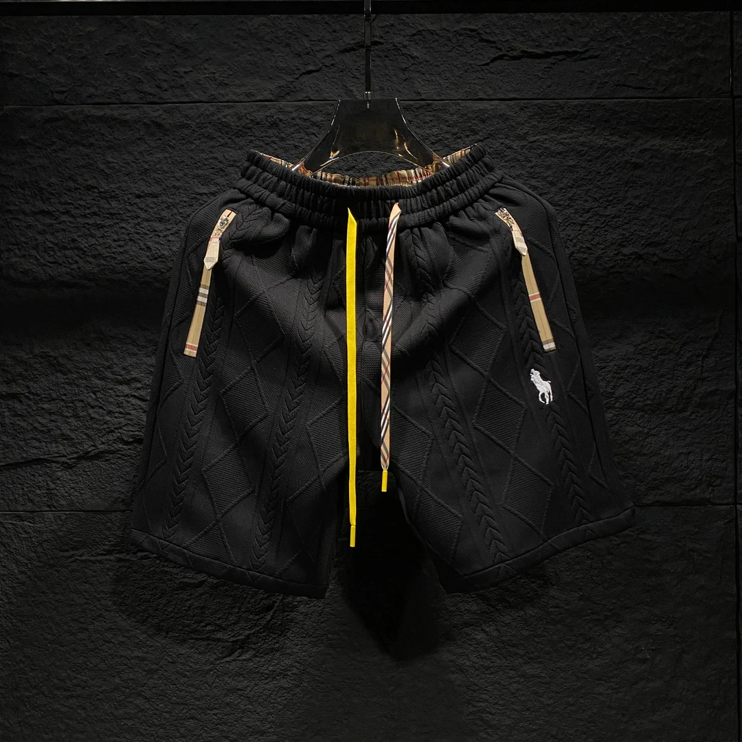 时尚潮牌高端休闲短裤男提花款大满花短裤男士五分裤男装裤子潮