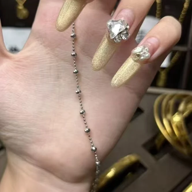 足银手链 【铭兴珠宝】设计师高定-足银999卡1.2+3珠珠手链  S00013