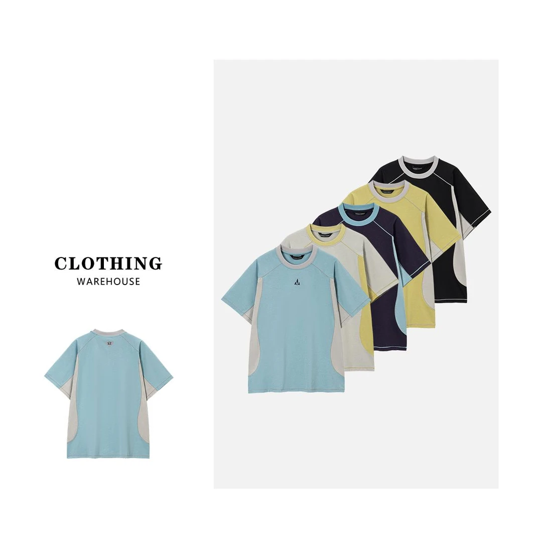 山系户外中性防晒吸湿透气柔软舒适撞色速干短袖T恤衫男女同款