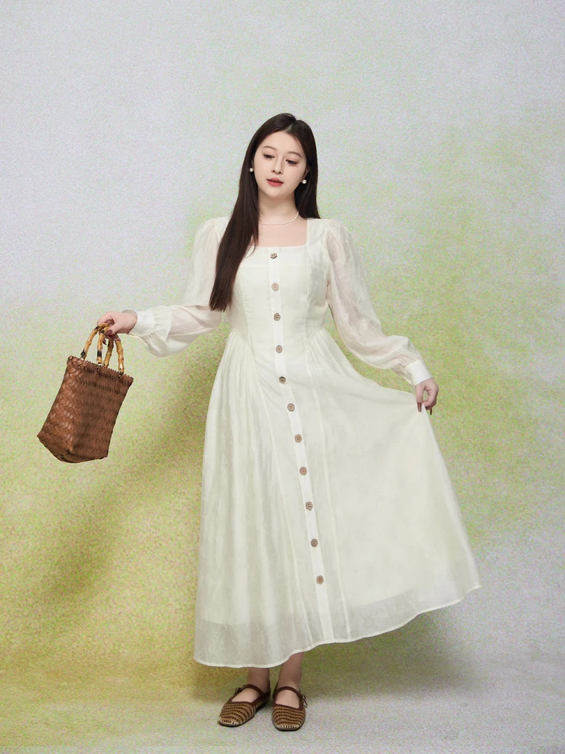 月半鱼【白晓云锦】法式茶歇连衣裙女春夏气质显瘦温柔风高级感长裙