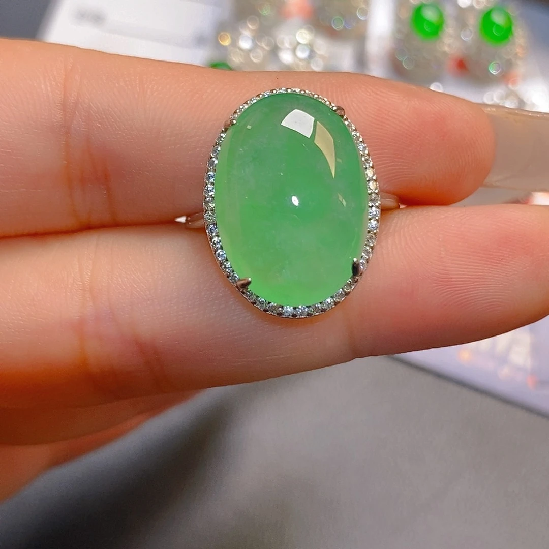 “***光翡翠银S925镶嵌耳饰天然翡翠