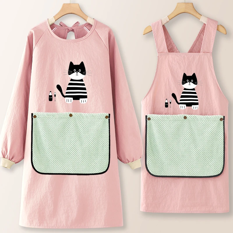 长袖围裙厨房家用2025新款防油防泼水上班高级年轻做饭罩衣女擦手