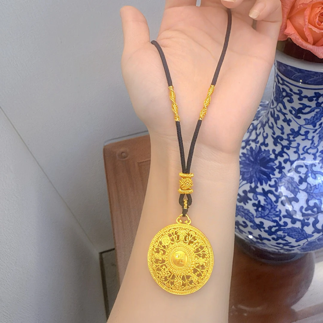铜合金项链 703镀k金金店同款盘龙绳万字八宝罗盘毛衣链男女