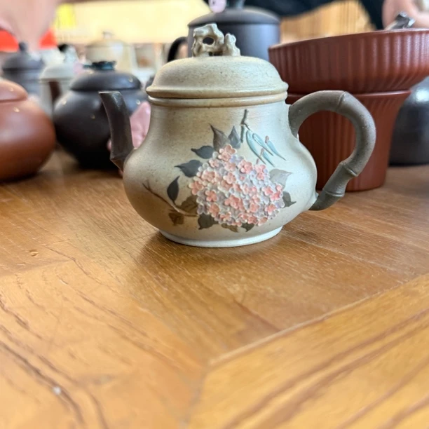 【亦缶】白段泥柴烧竹叶绣球花泡茶壶